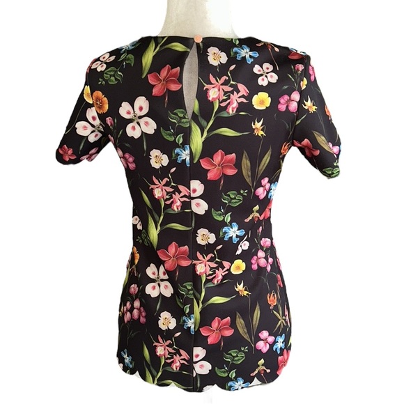 Ted Baker Emmalie Hampton Black & Multicolored Floral Scalloped Top - Small - Picture 10 of 16
